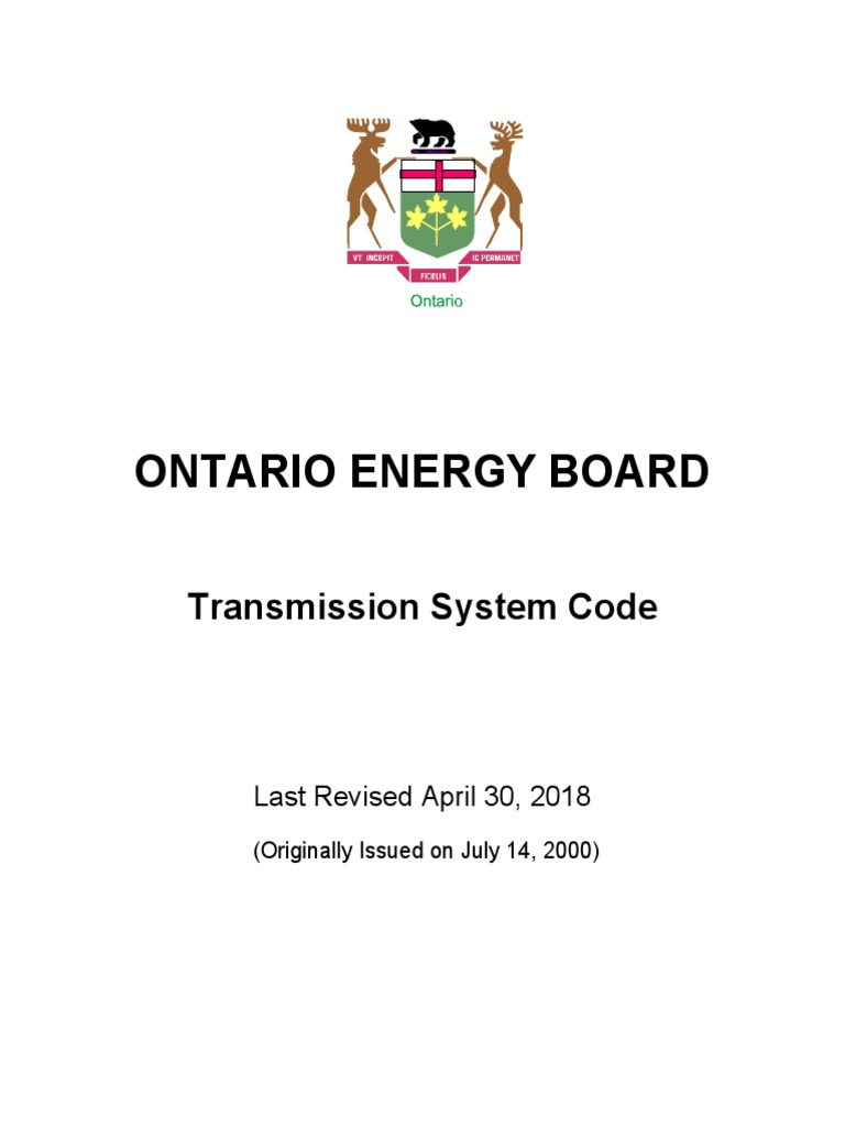 Ontario Transmission System Code Overview | PDF | Electric Power ...
