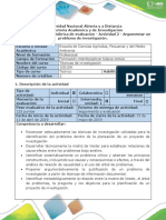 Guía de Actividades y Rúbrica de Evaluación - Actividad 2-Argumentar Un Problema de Investigación.