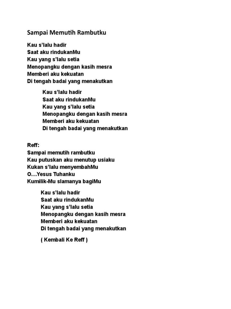 Lirik Lagu Sampai Memutih Rambutku