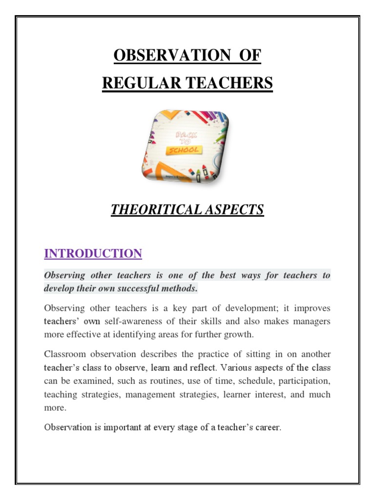 Classroom Observation Techniques Explained | PDF | Career & Growth