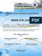 Certificate of Recognition: Grade 10 St. Albert