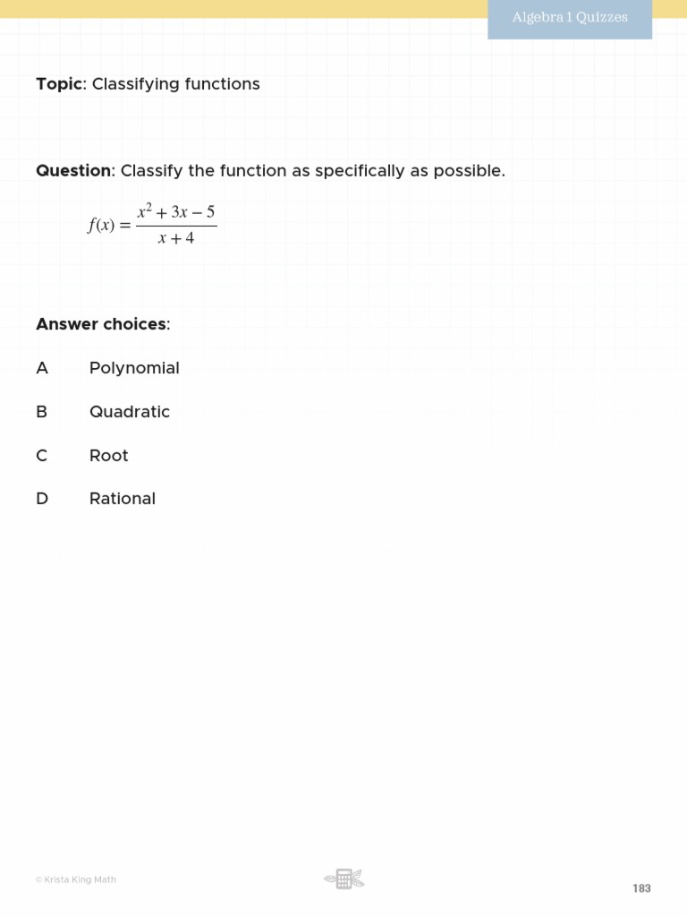 Classifying Functions | PDF