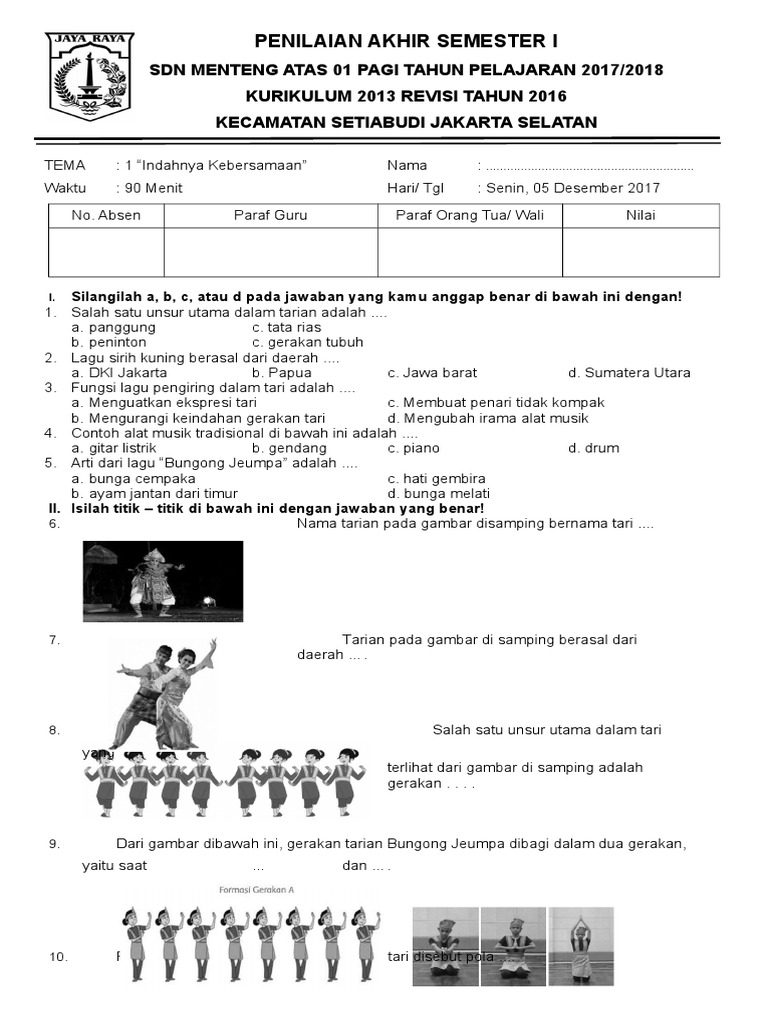 Soal Sbdp Kelas Iv Tp 2017 2018 Pdf