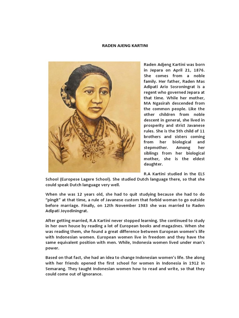 Raden Ajeng Kartini Java Indonesia