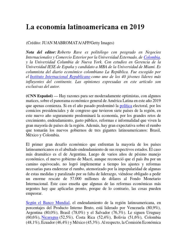 La Economía Latinoamericana en 2019 | PDF | America latina | Américas