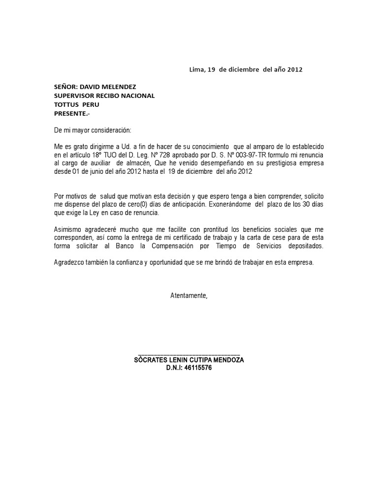 35 Carta De Renuncia A Un Sindicato En Chile Civiahona Images And