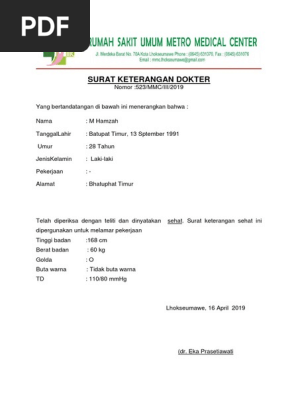 Surat Keterangan Kesehatan Rs Mmcdocx