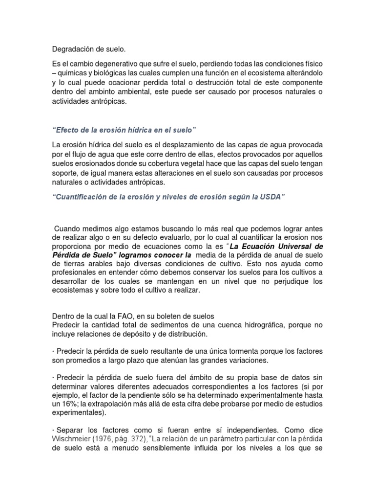 Causas y Efectos de la Erosión del Suelo | PDF | Suelo | Erosión