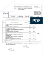 ITP of Incoming Material Inspection & Control of Material