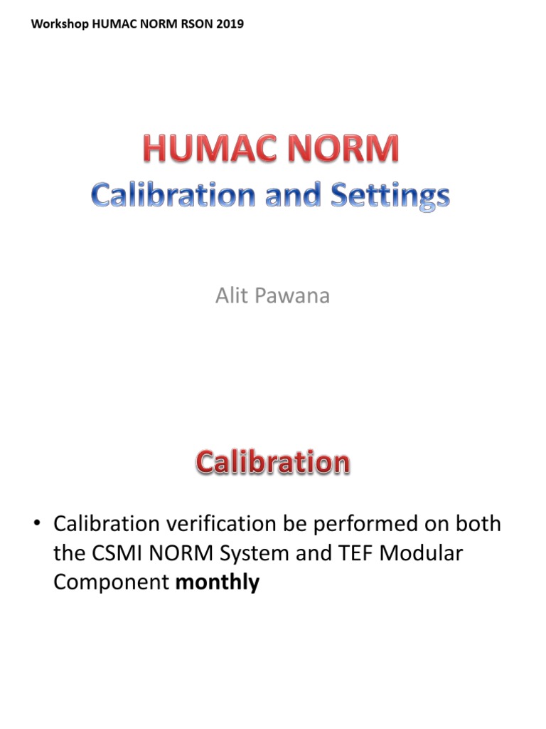 Humac Norm Setting | PDF