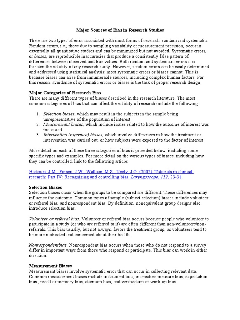 Understanding Research Bias Types | PDF | Bias | Observational Error