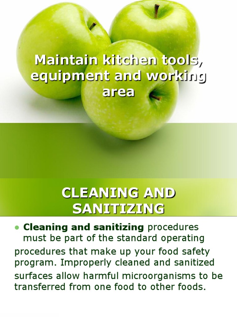 Maintain Kitchen Tools, Equipment and Working Area | PDF | Disinfectant ...
