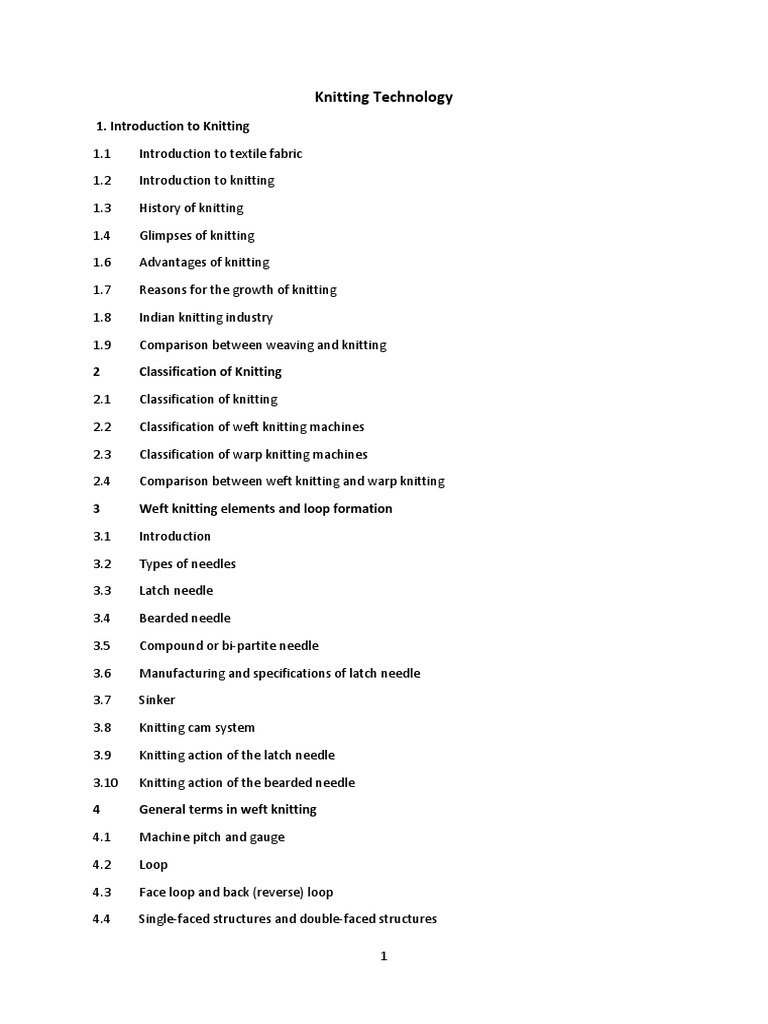 Overview of Knitting Technology | PDF | Knitting | Textiles