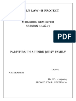 Id No.215024 Tanvi Chitranshi Family Law II Project The Partition in A Hindu Joint Family