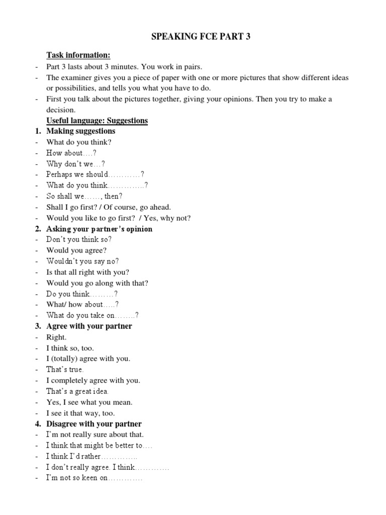Week 3. Speaking Fce Part 3 | PDF