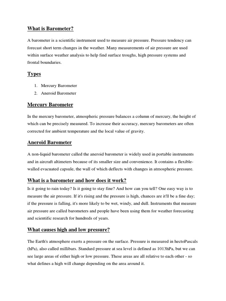 An InDepth Look at Barometers Their Types, How They Work, and How to