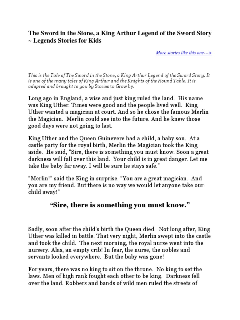 King Arthur The Sword in the Stone PDF Mystery, Thriller