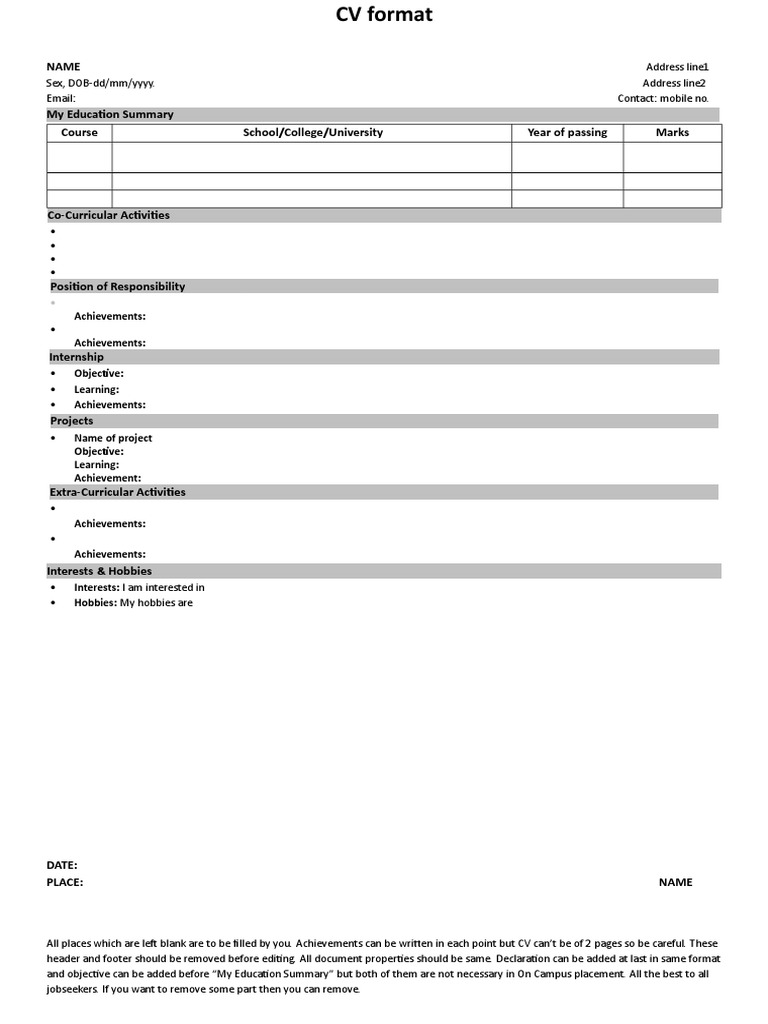 Seaman CV Format Guide | PDF | Career & Growth | Business