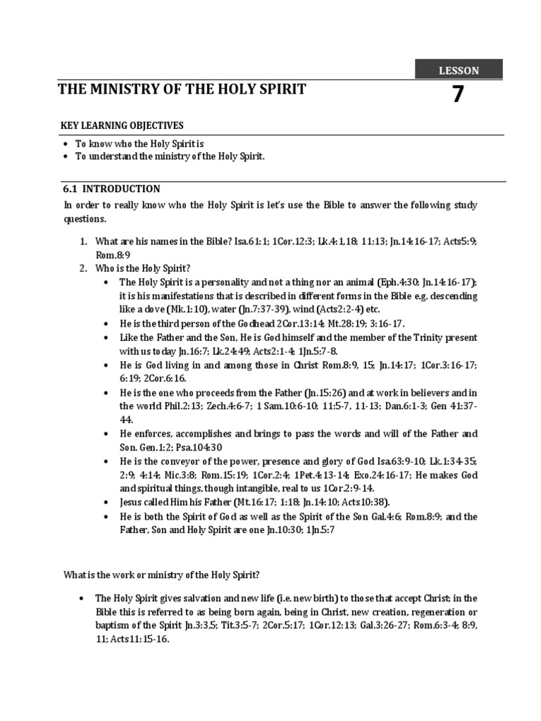 The Ministry of The Holy Spirit PDF Born Again Holy