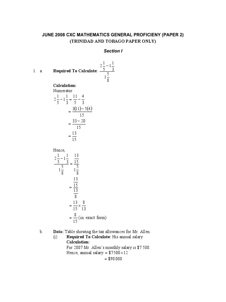 CSEC Maths JUNE 2008 T - T PDF | PDF | Sine | Trigonometric Functions