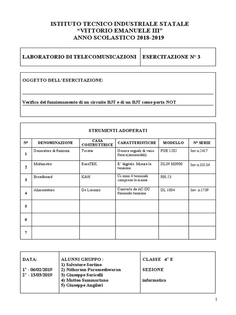 Relazione Transistor BJT PDF PDF