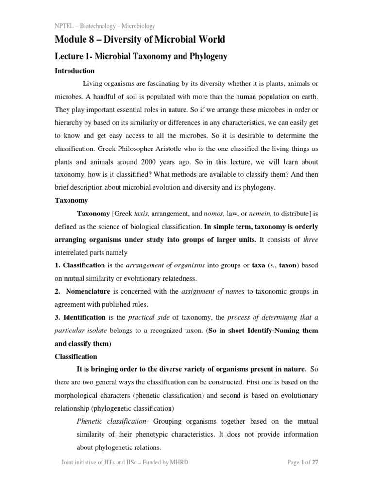 Microbial Taxonomy and Classification | PDF | Archaea | Bacteria