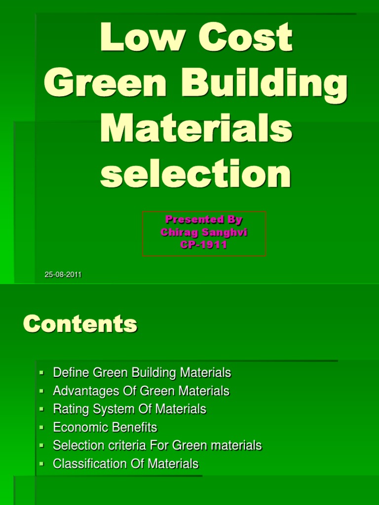 Affordable Green Building Materials Guide | PDF | Green Building ...