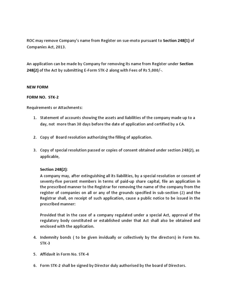 Striking Off Note | PDF | Board Of Directors | Government Information