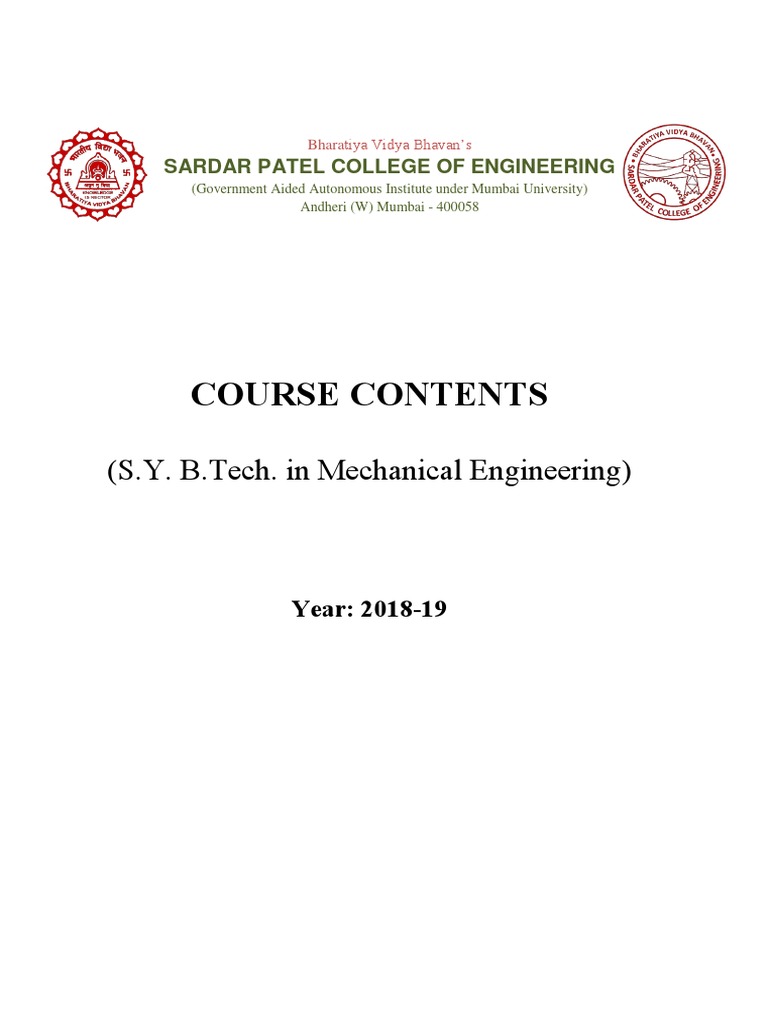 Mechanical Engineering Course Outline 2018-19 | PDF | Bending | Fourier ...