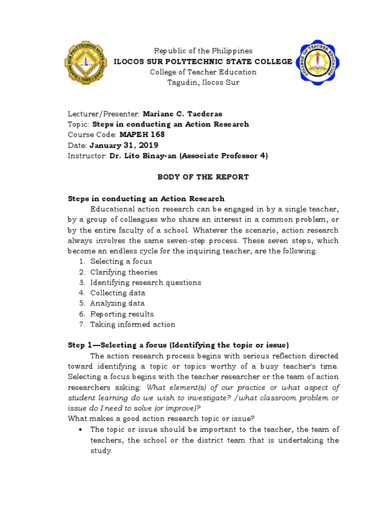 Steps for Conducting Action Research | PDF | Action Research | Data