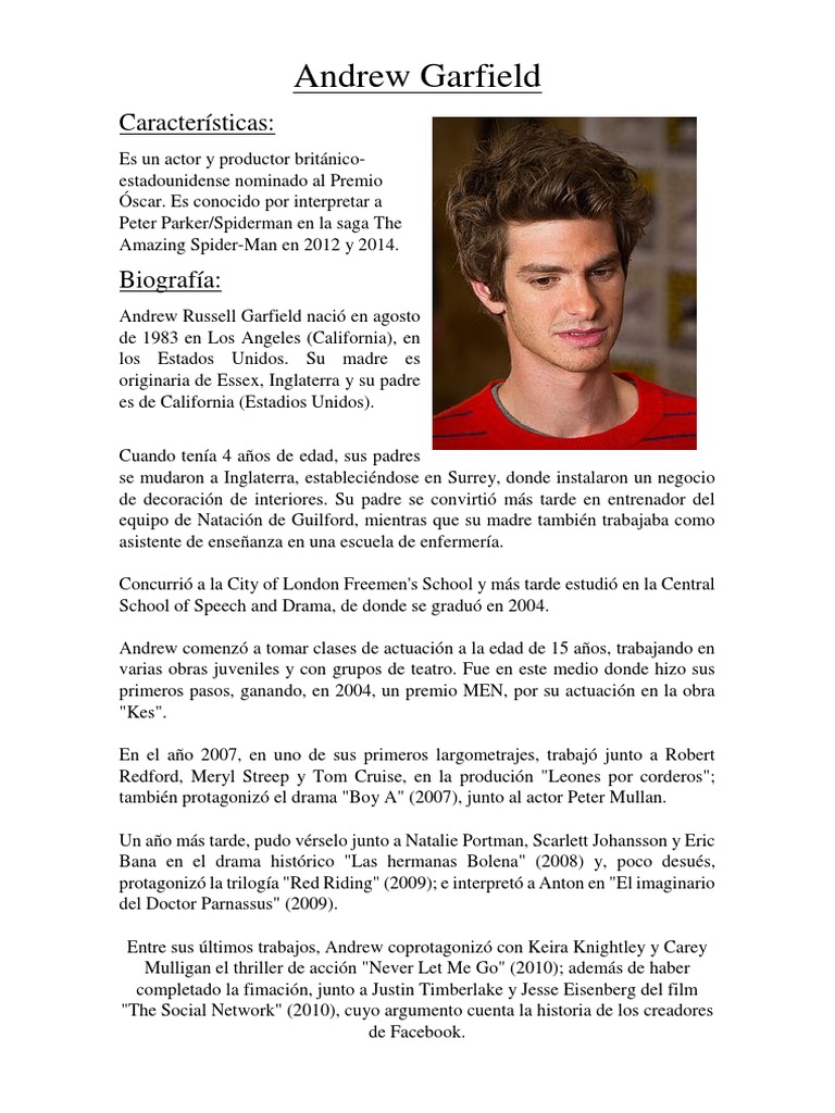 Image Result For Andrew Garfield Compare La Altura Peso Parmetros Del Cuerpo Con