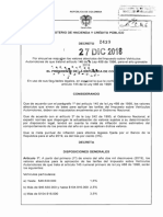 Decreto 2439 Del 27 de Diciembre de 2018 Tárifas Impuestos de Vehículos 2019