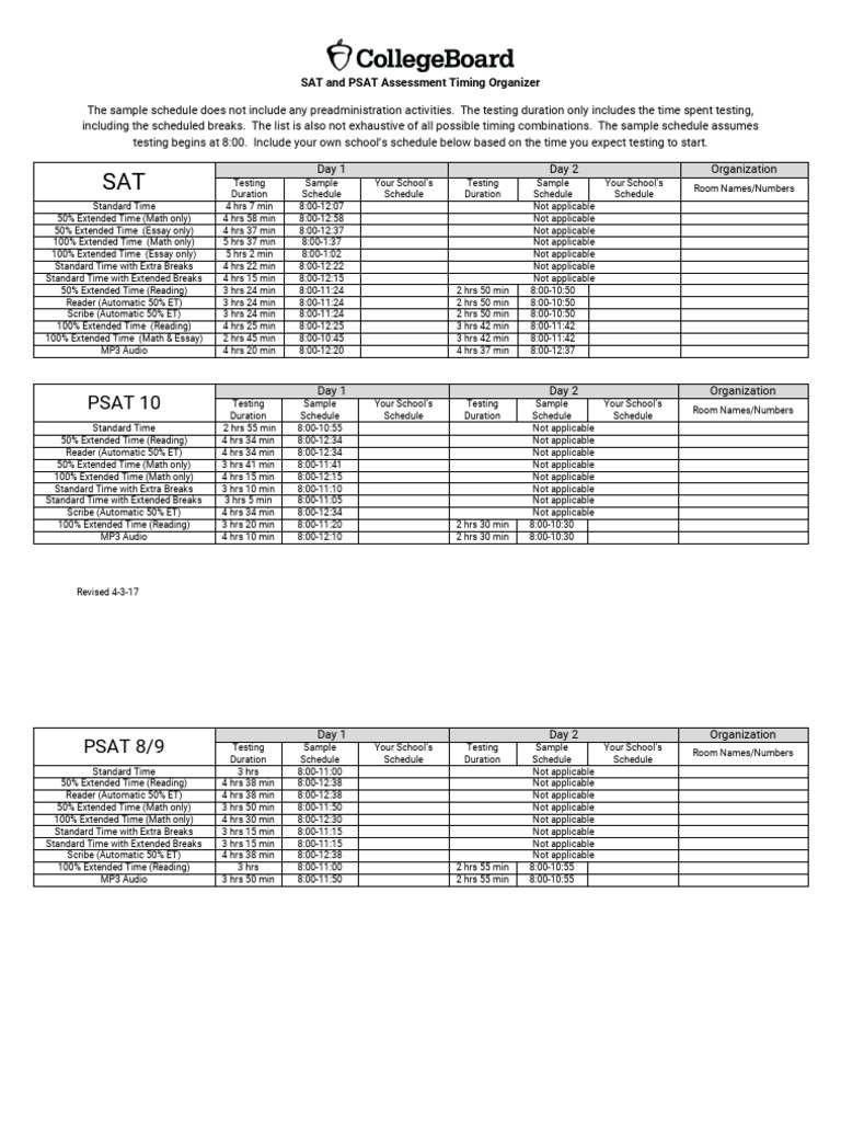 Mi Assessment Timing Organizer 556275 7 | PDF | Sat | Tests