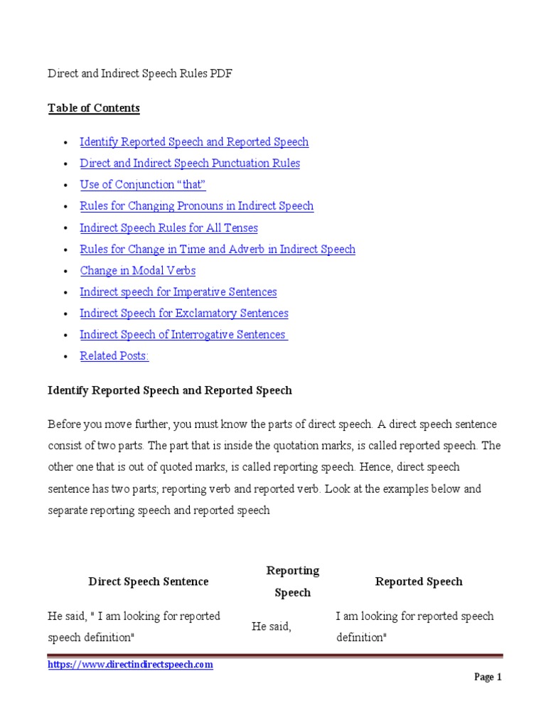 Reported Speech Rules and Examples | PDF | Verb | Sentence (Linguistics)