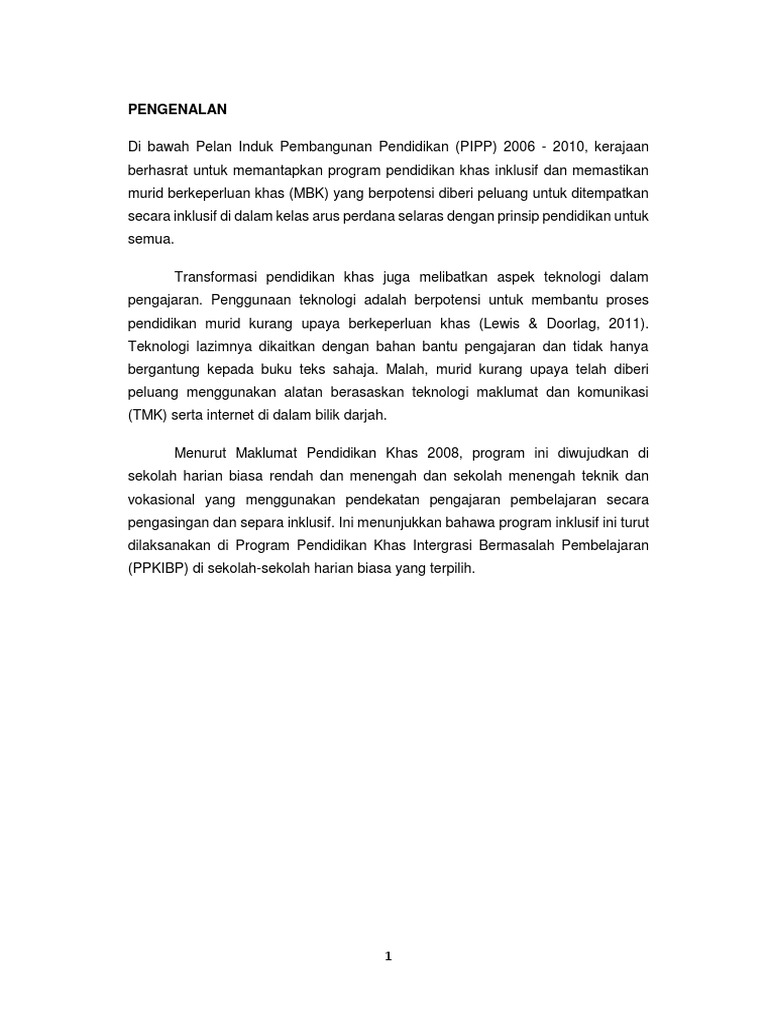 Pelaksanaan Pendidikan Inklusif di Malaysia | PDF | Karier & Perkembangan