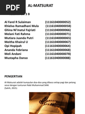 Al Matsurat Kelompok 3 B