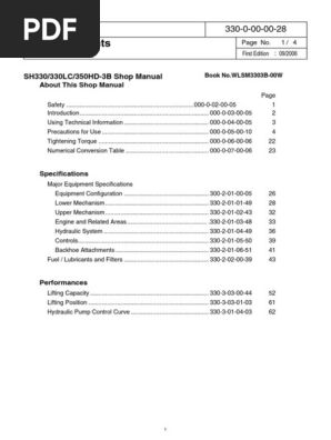 Sumitomo SH330/SH350 Shop Manual | PDF | Elevator | Valve