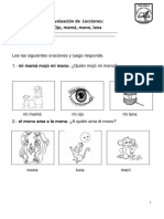 Evaluación de lenguaje y comunicación: Ojo, mamá, mano, lana