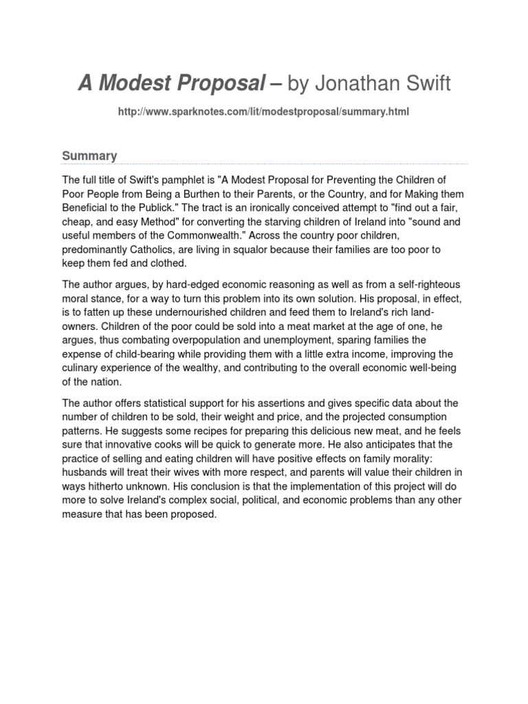 A Modest Proposal Summary | PDF