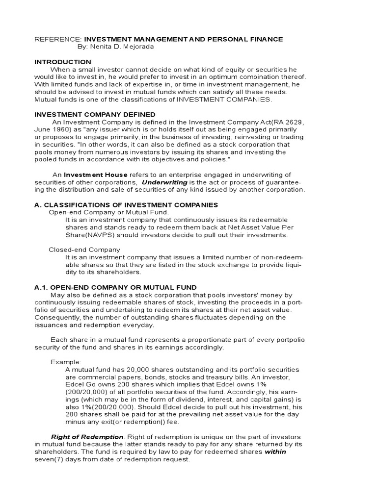 Lecture in Finance 105 0n Investment Laws, Rules, and Regulations | PDF ...