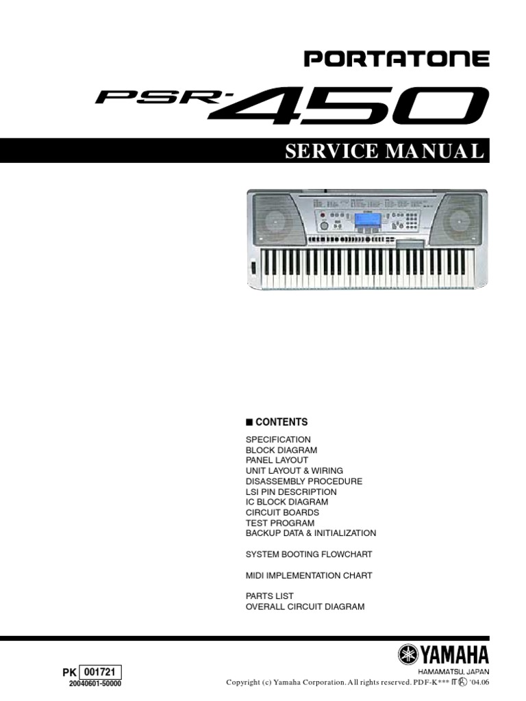 Yamaha psr-450 SM PDF | PDF | Solder | Power Supply
