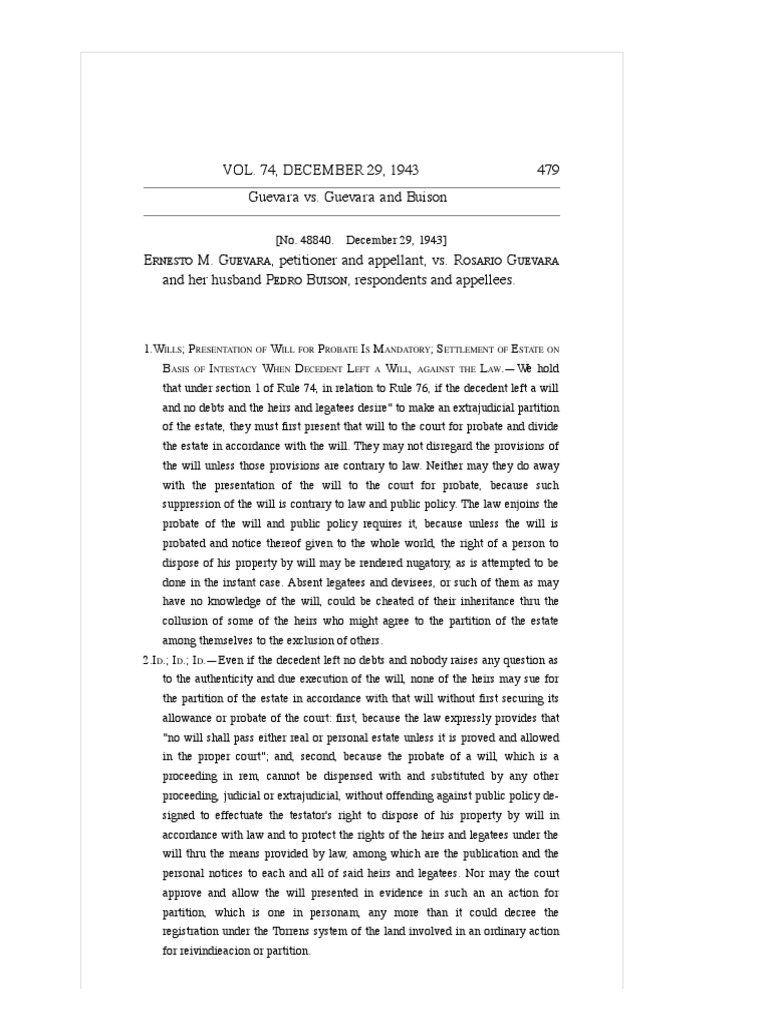 Guevarra vs. Guevarra PDF Will And Testament Intestacy