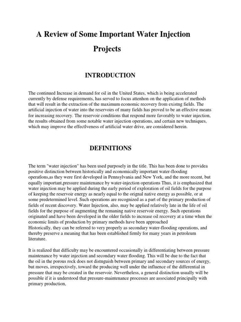 Key Insights on Water Injection Projects | PDF | Petroleum Reservoir ...