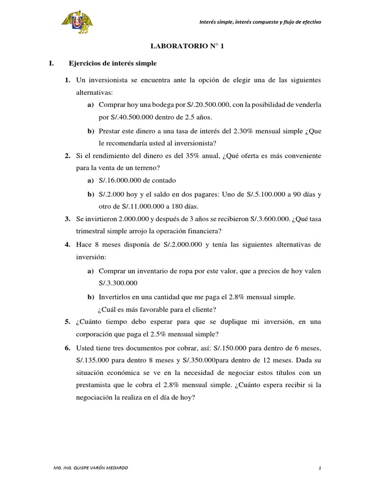 Ejercicios de Interés Simple y Compuesto | PDF | Interés | Economias