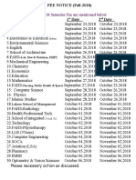 "Dear Students, Due Dates For Fall-2018 Semester Fee Are Mentioned Below