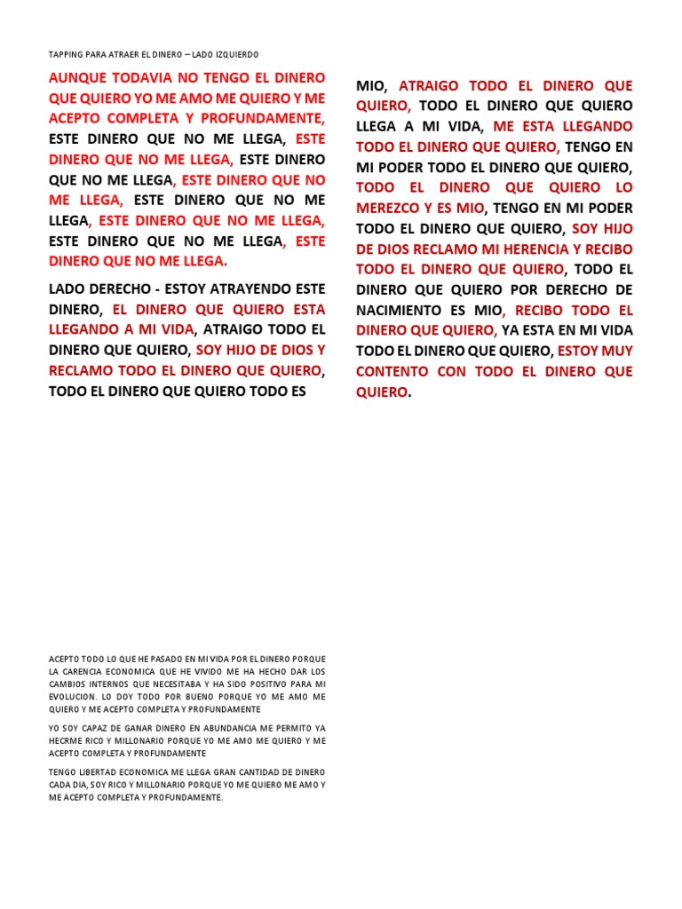 Tapping para Atraer Abundancia Financiera | PDF | Relaciones personales ...
