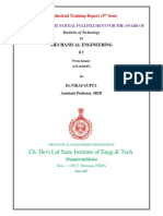 Ch. Devi Lal State Institute of Engg.& Tech.: An Industrial Training Report (5 Sem)