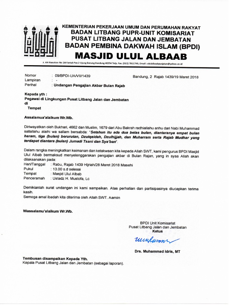 Undangan Pengajian Akbar Bulan Rajab | PDF