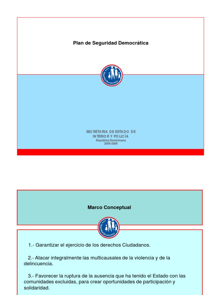 Plan de Seguridad Democrática RD 2004-2009 | PDF | Policía | Naciones ...