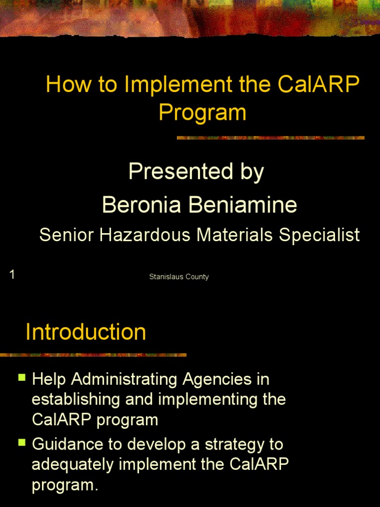 How To Implement The CalARP Program PDF Safety